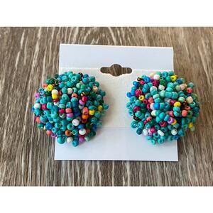 Multi Color Seed Bead Stud Earrings